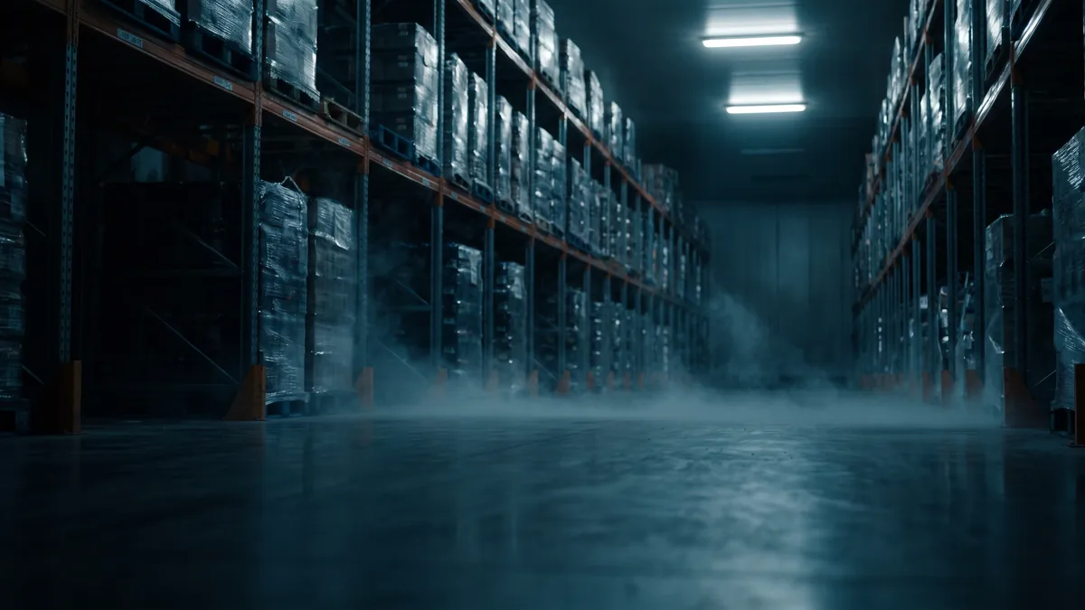 Interior of a temperature-controlled storage facility